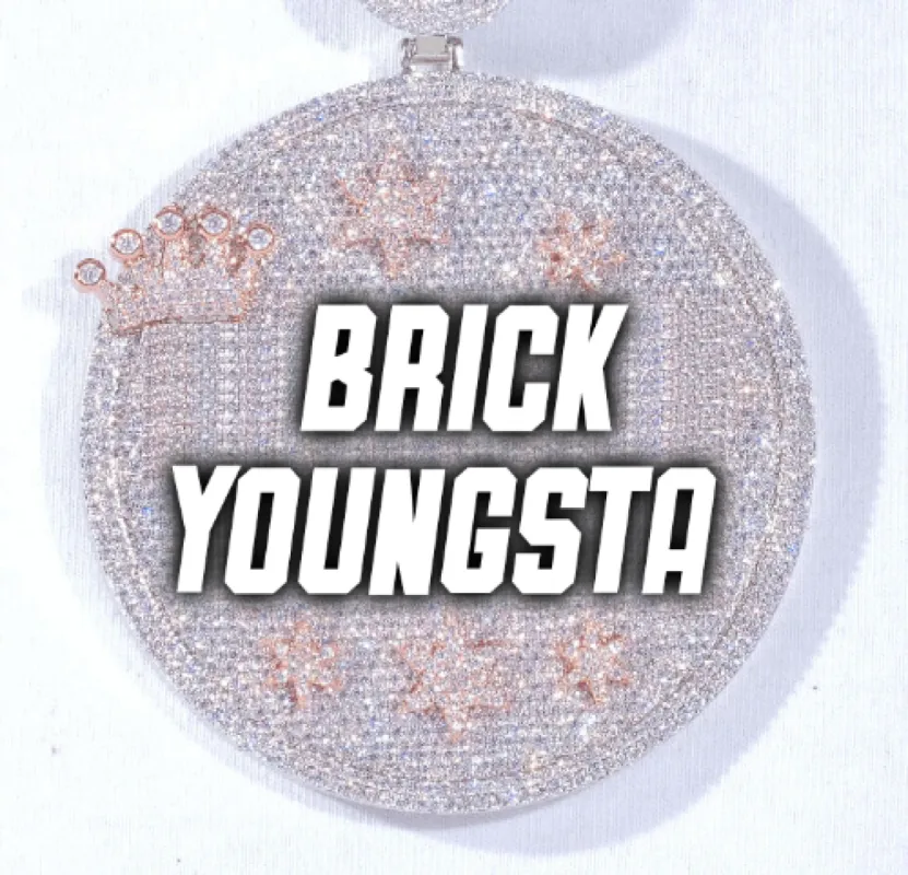 CUSTOM LETTER NECKLACE 3D BIG CROWN DISC sold by The GUU Shop