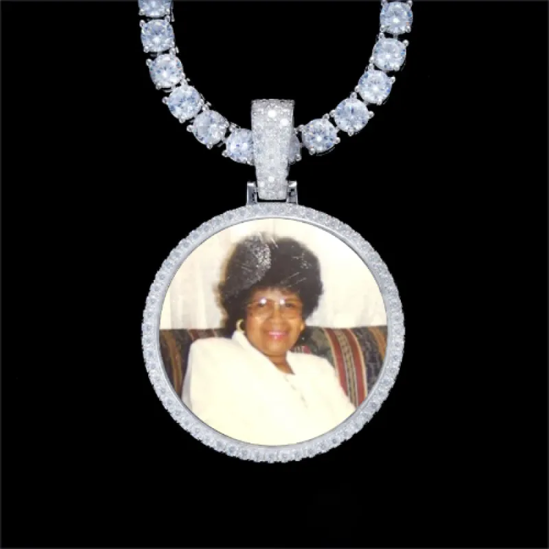 925S & VVS Moissanite 3D Circle Custom Picture Pendant sold by The GUU Shop