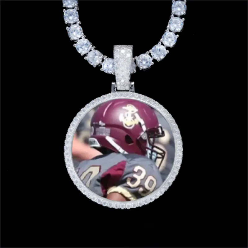 925S & VVS Moissanite 3D Circle Custom Picture Pendant sold by The GUU Shop