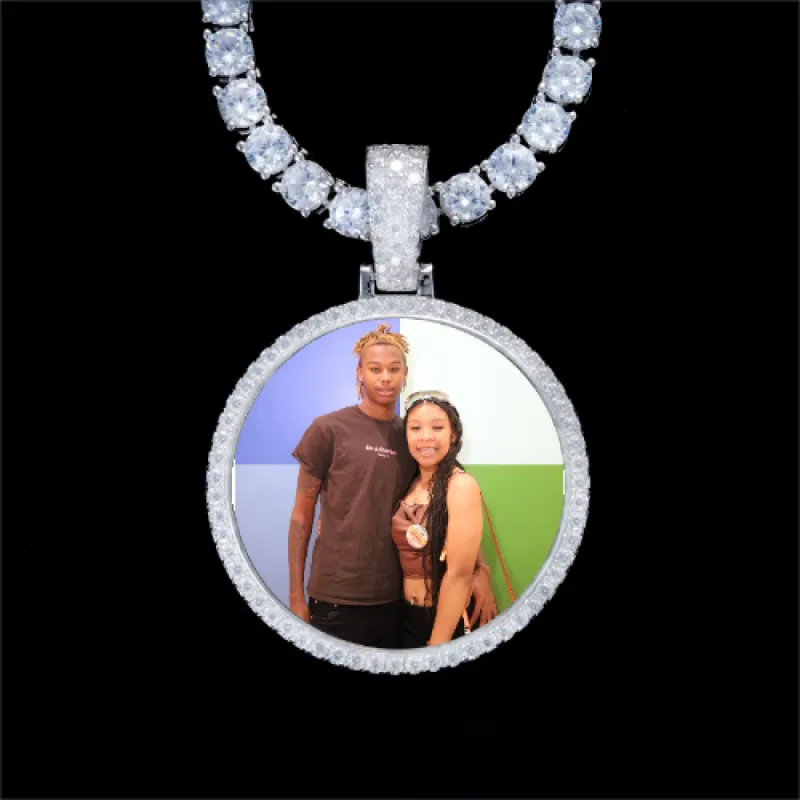 925S & VVS Moissanite 3D Circle Custom Picture Pendant sold by The GUU Shop
