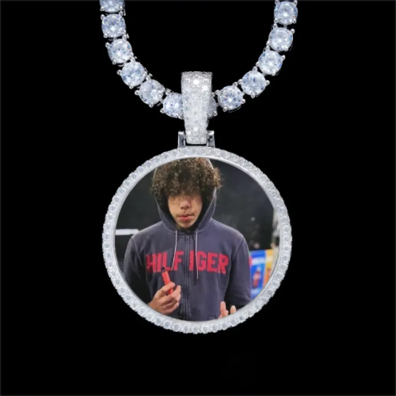 925S & VVS Moissanite 3D Circle Custom Picture Pendant sold by The GUU Shop
