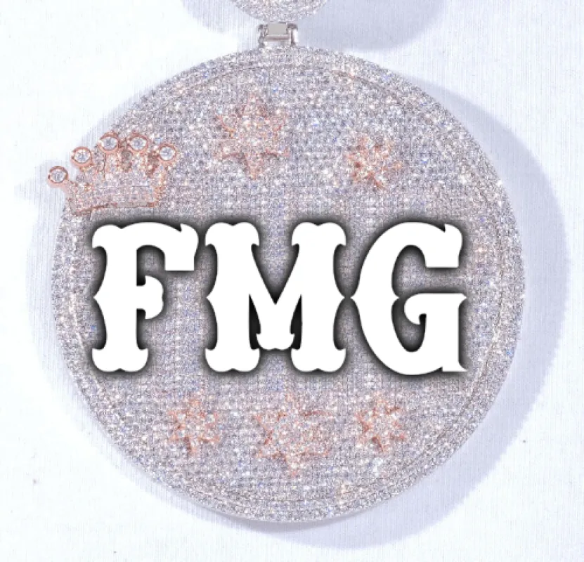 CUSTOM LETTER NECKLACE 3D BIG CROWN DISC sold by The GUU Shop