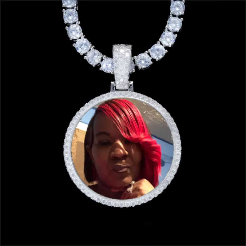 925S & VVS Moissanite 3D Circle Custom Picture Pendant sold by The GUU Shop