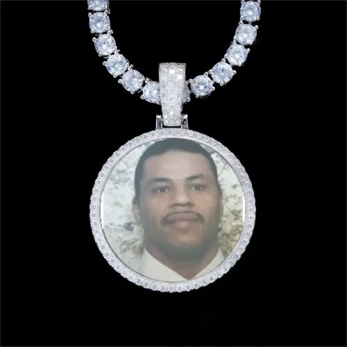 925S & VVS Moissanite 3D Circle Custom Picture Pendant sold by The GUU Shop