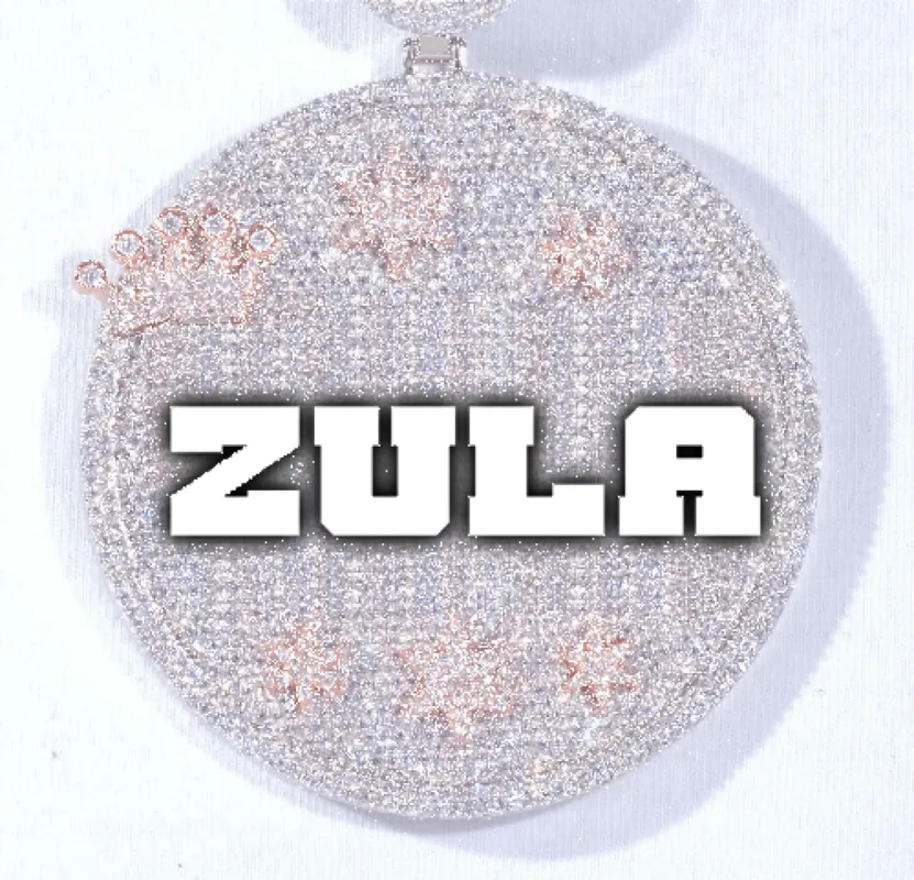 CUSTOM LETTER NECKLACE 3D BIG CROWN DISC sold by The GUU Shop