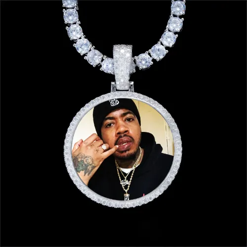 925S & VVS Moissanite 3D Circle Custom Picture Pendant sold by The GUU Shop