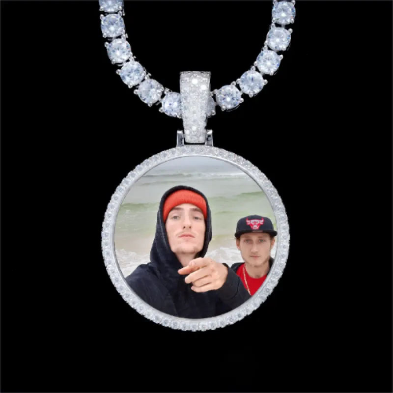 925S & VVS Moissanite 3D Circle Custom Picture Pendant sold by The GUU Shop