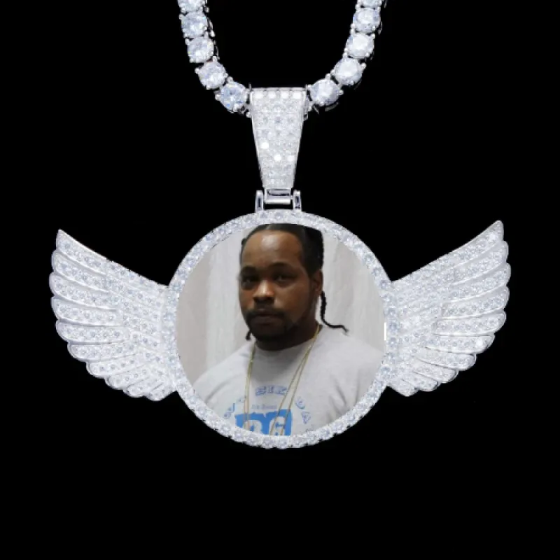925S & VVS Moissanite 3D Wing Custom Picture Pendant sold by The GUU Shop
