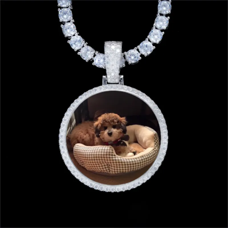 925S & VVS Moissanite 3D Circle Custom Picture Pendant sold by The GUU Shop