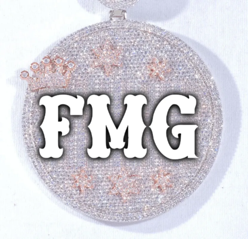 CUSTOM LETTER NECKLACE 3D BIG CROWN DISC sold by The GUU Shop