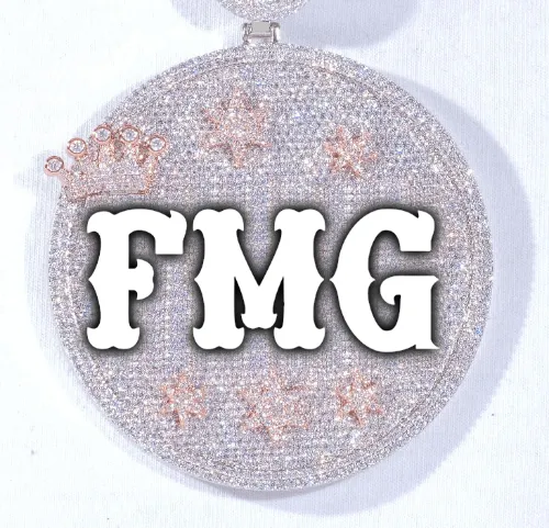 CUSTOM LETTER NECKLACE 3D BIG CROWN DISC sold by The GUU Shop