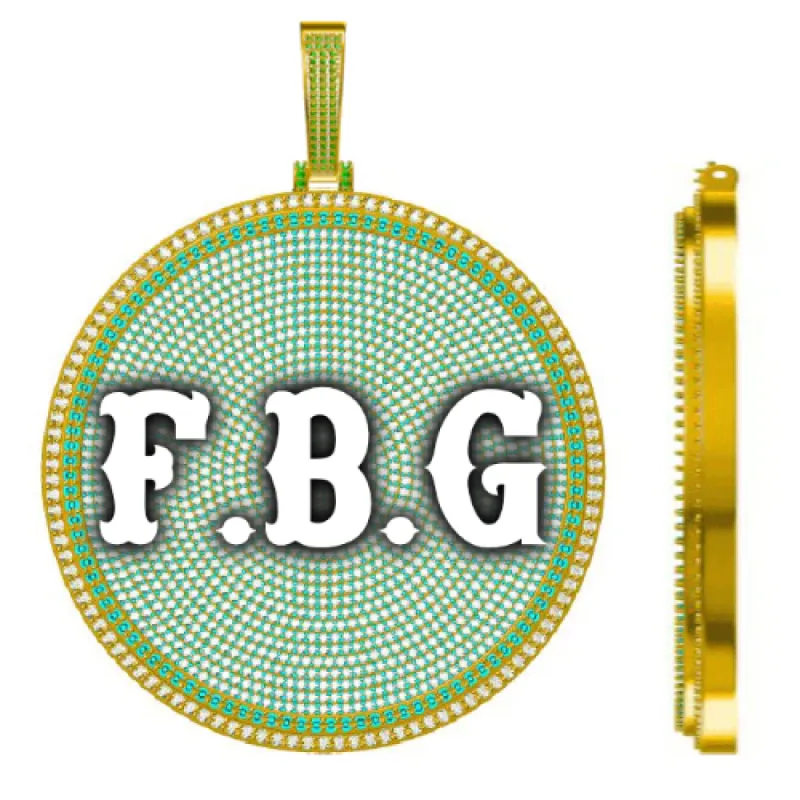 CUSTOM LETTER NECKLACE 3D BIG DISC sold by The GUU Shop