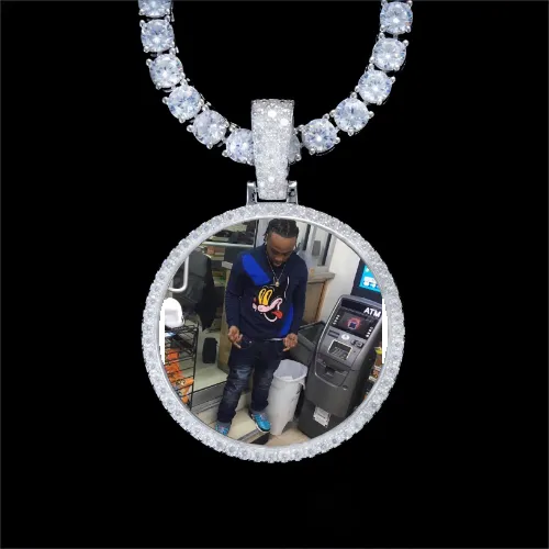 925S & VVS Moissanite 3D Circle Custom Picture Pendant sold by The GUU Shop