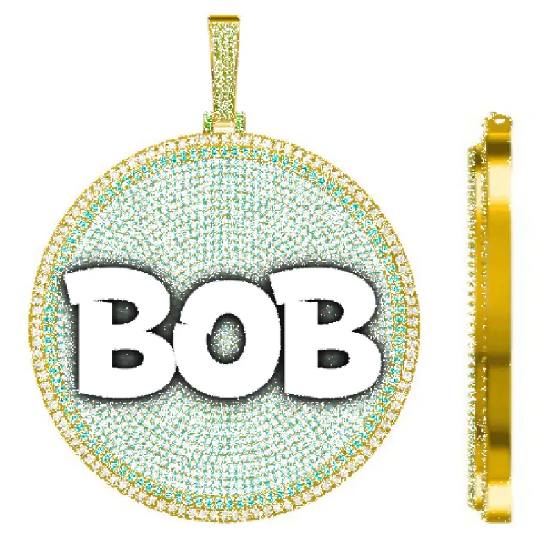 CUSTOM LETTER NECKLACE 3D BIG DISC sold by The GUU Shop