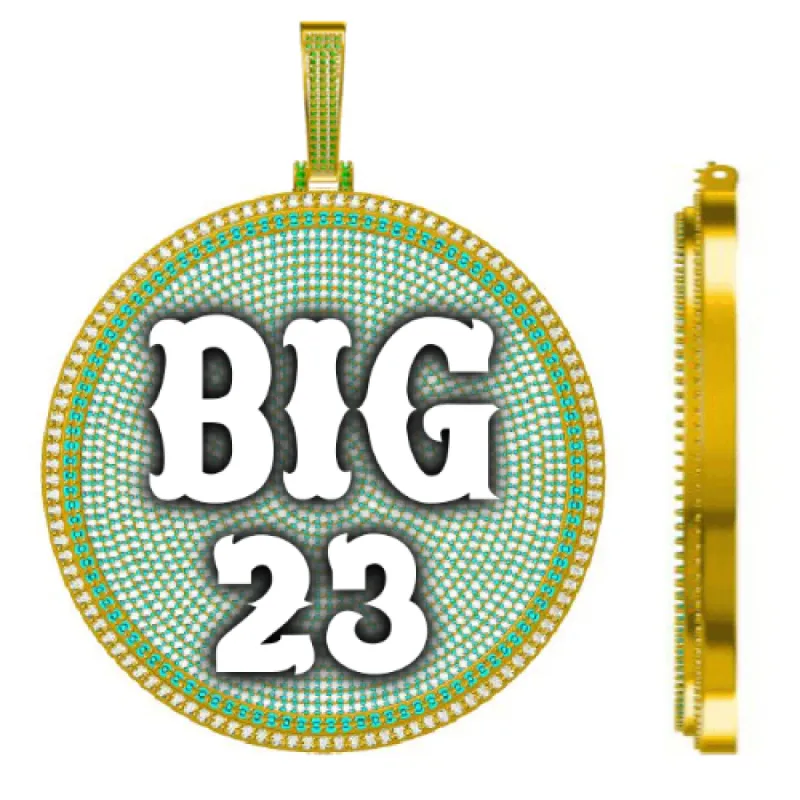 CUSTOM LETTER NECKLACE 3D BIG DISC sold by The GUU Shop