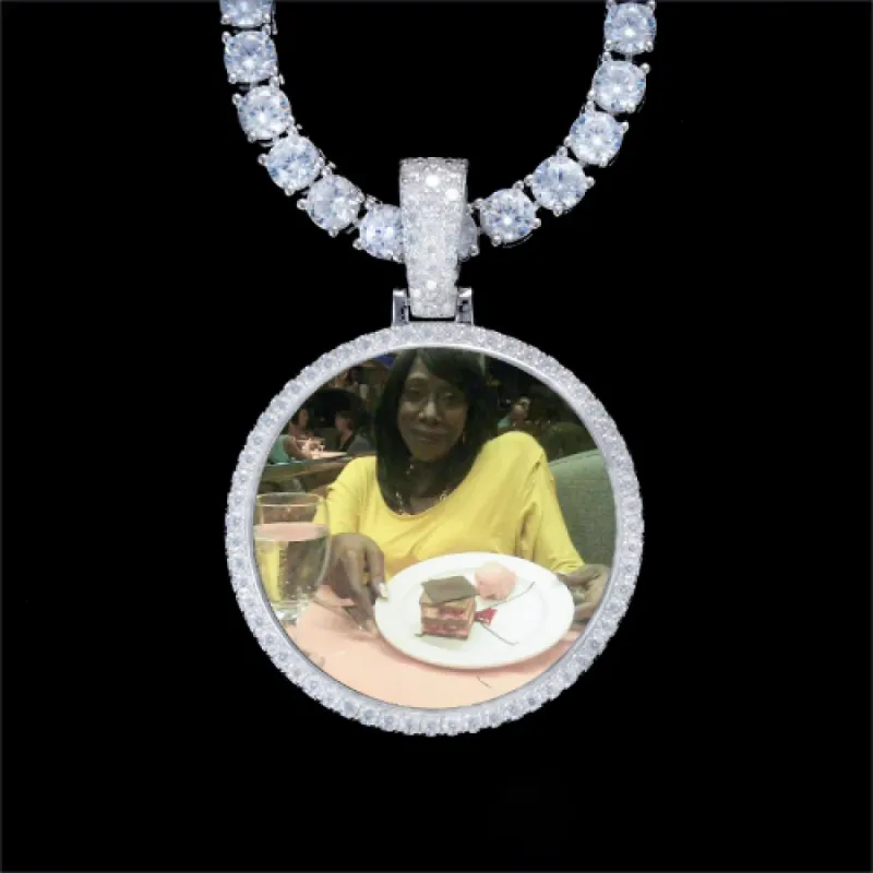 925S & VVS Moissanite 3D Circle Custom Picture Pendant sold by The GUU Shop
