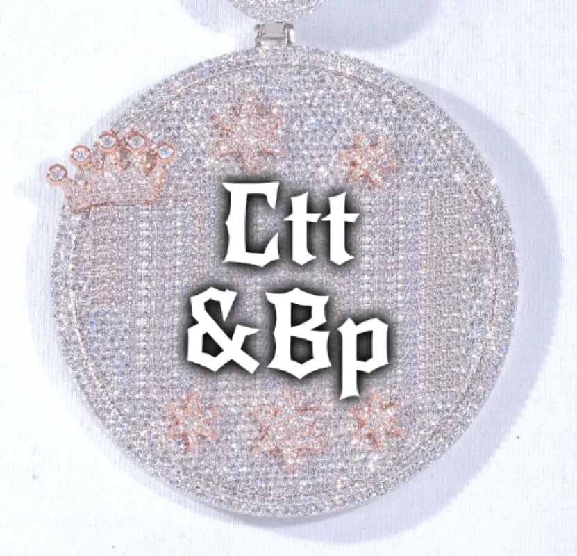 CUSTOM LETTER NECKLACE 3D BIG CROWN DISC sold by The GUU Shop