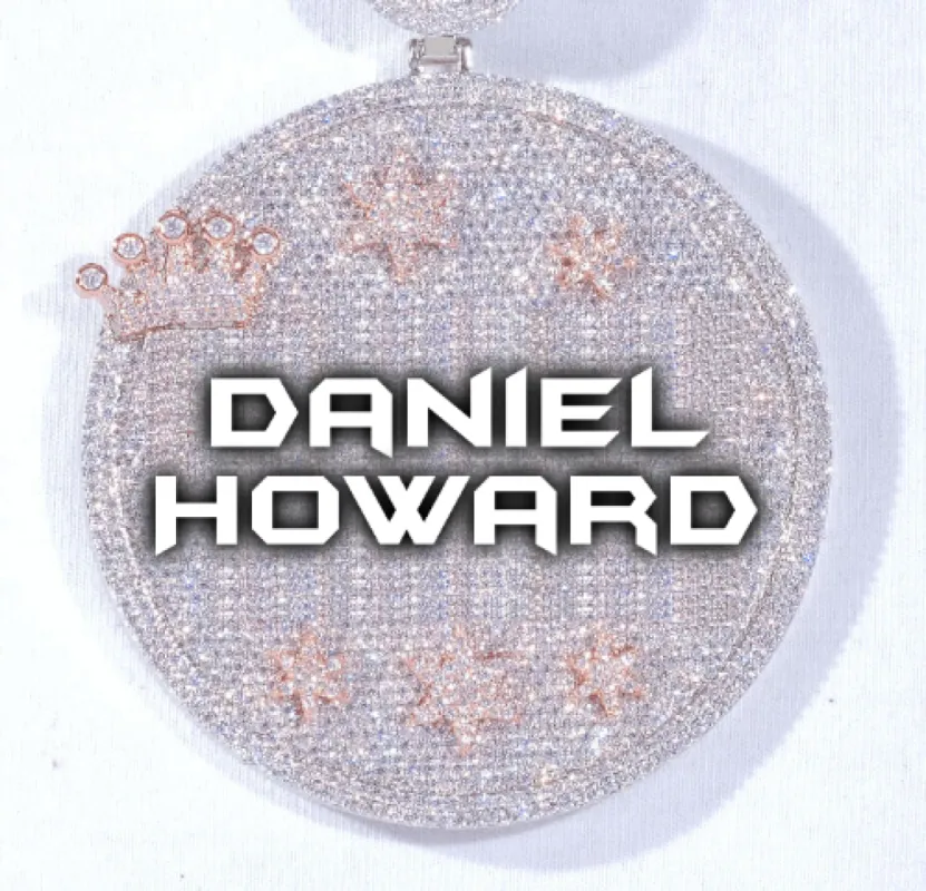 CUSTOM LETTER NECKLACE 3D BIG CROWN DISC sold by The GUU Shop