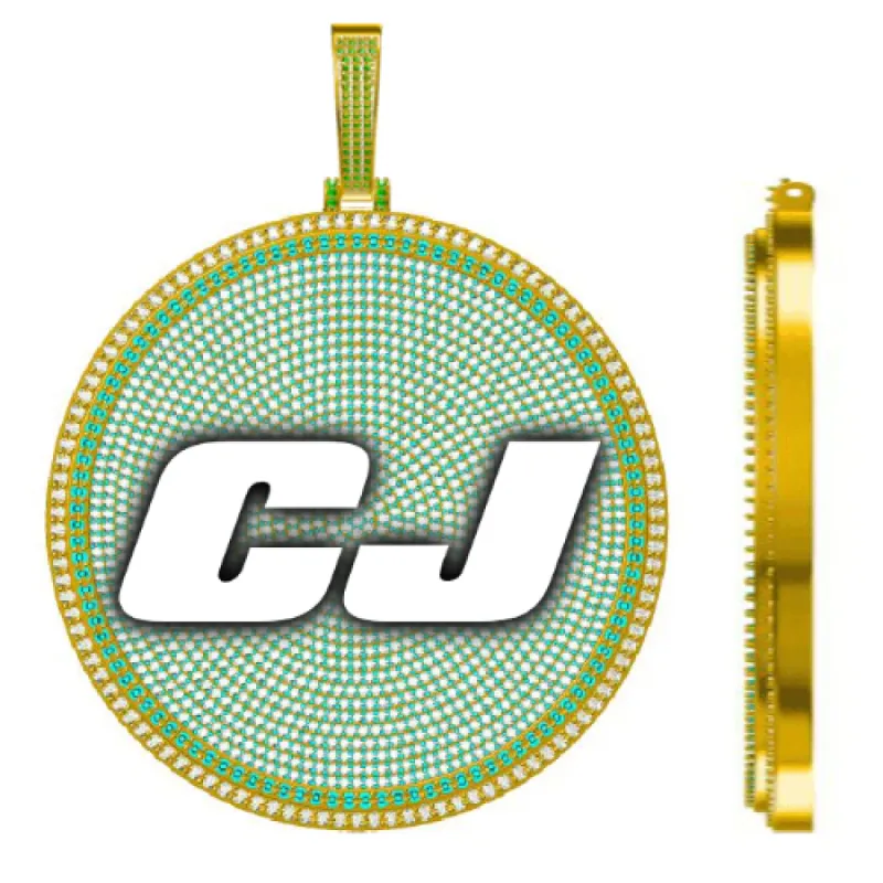 CUSTOM LETTER NECKLACE 3D BIG DISC sold by The GUU Shop