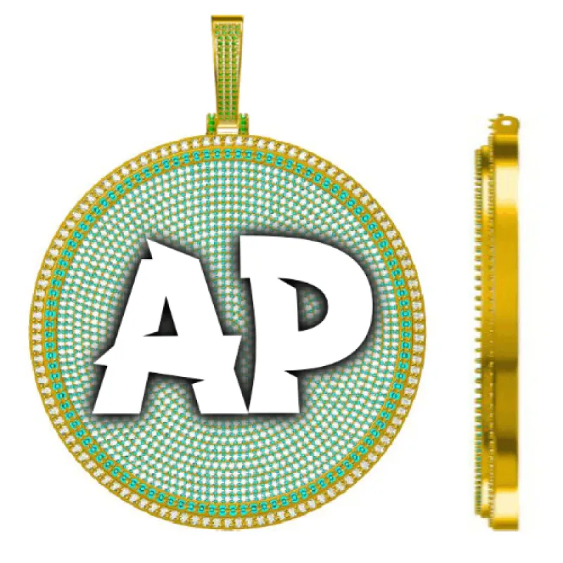 CUSTOM LETTER NECKLACE 3D BIG DISC sold by The GUU Shop