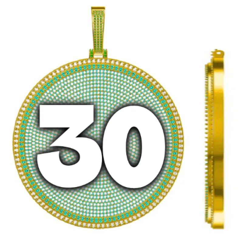 CUSTOM LETTER NECKLACE 3D BIG DISC sold by The GUU Shop