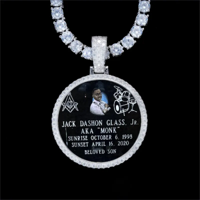 925S & VVS Moissanite 3D Circle Custom Picture Pendant sold by The GUU Shop