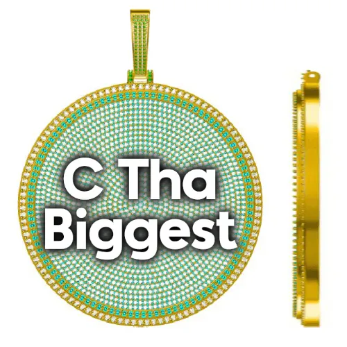 CUSTOM LETTER NECKLACE 3D BIG DISC sold by The GUU Shop