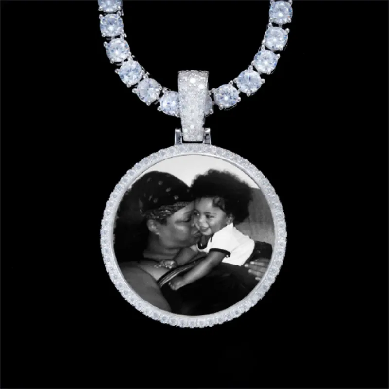 925S & VVS Moissanite 3D Circle Custom Picture Pendant sold by The GUU Shop