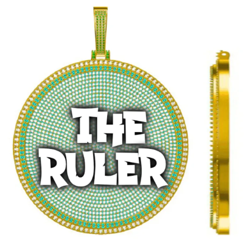 CUSTOM LETTER NECKLACE 3D BIG DISC sold by The GUU Shop