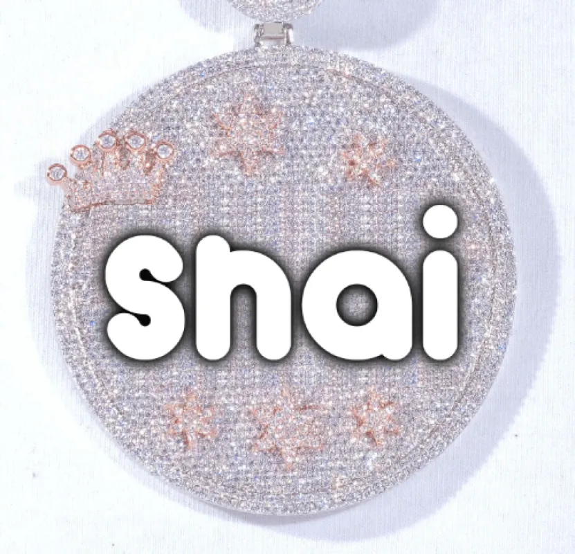 CUSTOM LETTER NECKLACE 3D BIG CROWN DISC sold by The GUU Shop