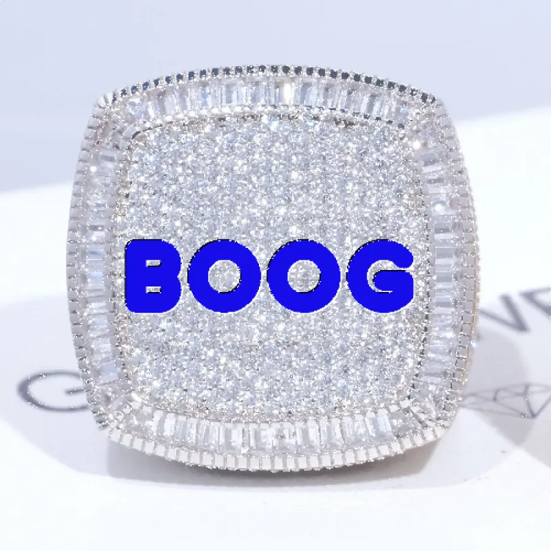 CUSTOM LETTER 3D ICED RING sold by The GUU Shop