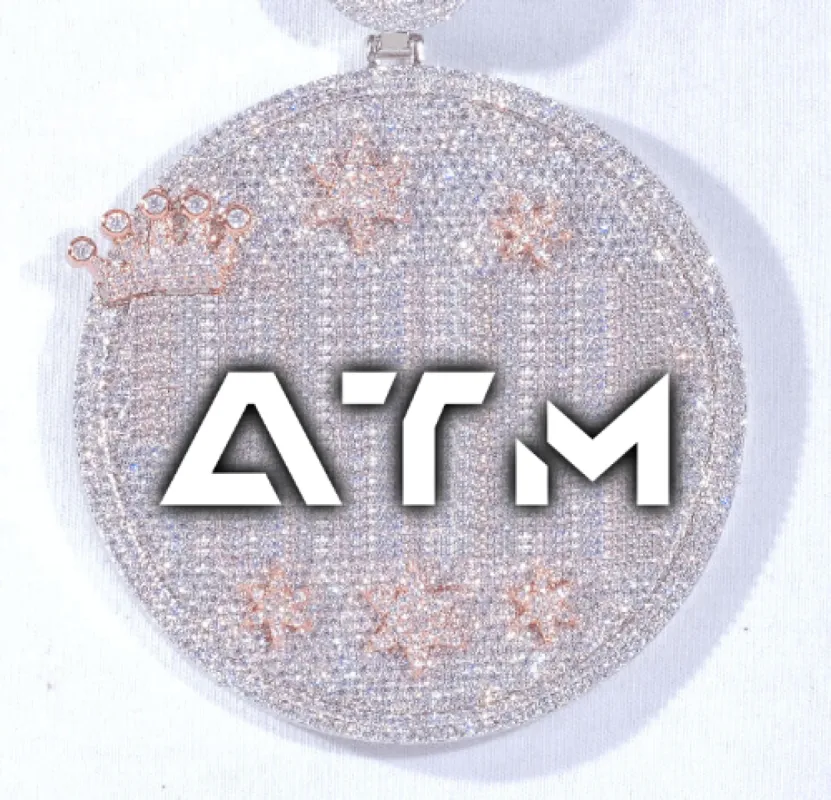 CUSTOM LETTER NECKLACE 3D BIG CROWN DISC sold by The GUU Shop