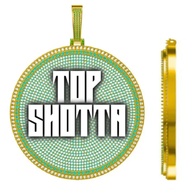 CUSTOM LETTER NECKLACE 3D BIG DISC sold by The GUU Shop