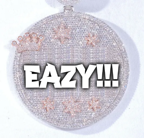 CUSTOM LETTER NECKLACE 3D BIG CROWN DISC sold by The GUU Shop