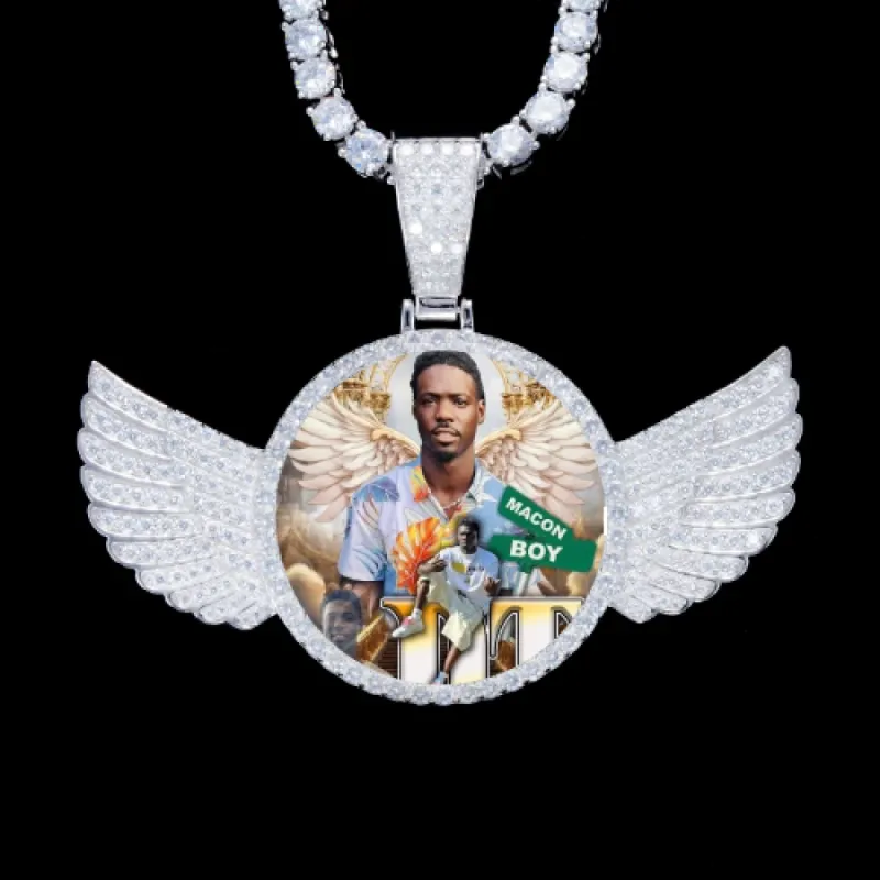 925S & VVS Moissanite 3D Wing Custom Picture Pendant sold by The GUU Shop