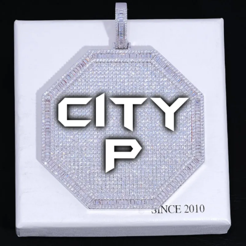 CUSTOM LETTER NECKLACE 3D BIG OCTAGON sold by The GUU Shop