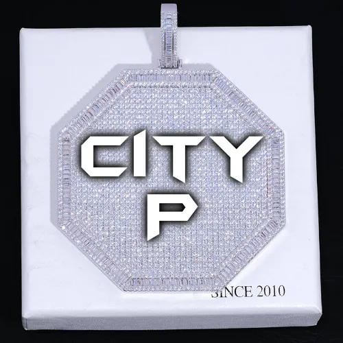 CUSTOM LETTER NECKLACE 3D BIG OCTAGON sold by The GUU Shop