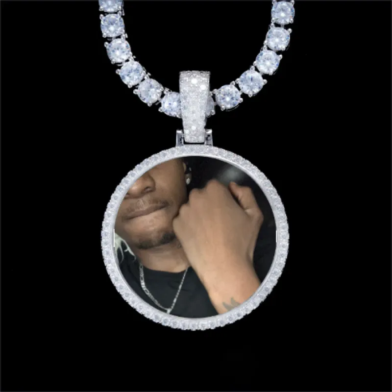 925S & VVS Moissanite 3D Circle Custom Picture Pendant sold by The GUU Shop