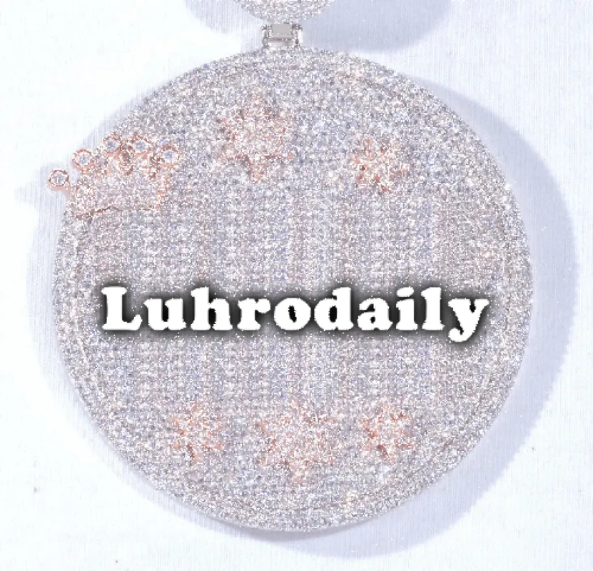 CUSTOM LETTER NECKLACE 3D BIG CROWN DISC sold by The GUU Shop