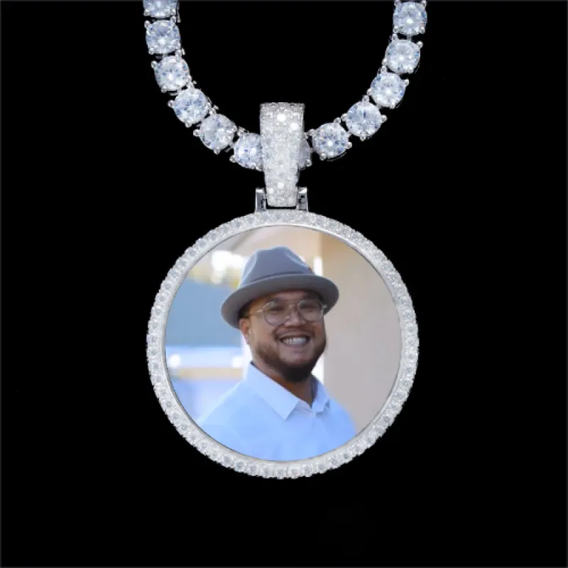 925S & VVS Moissanite 3D Circle Custom Picture Pendant sold by The GUU Shop