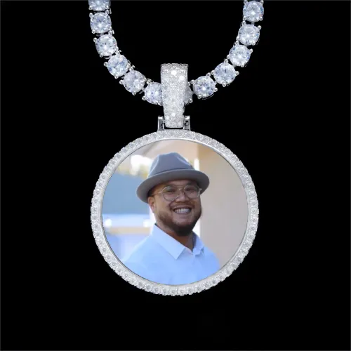 925S & VVS Moissanite 3D Circle Custom Picture Pendant sold by The GUU Shop