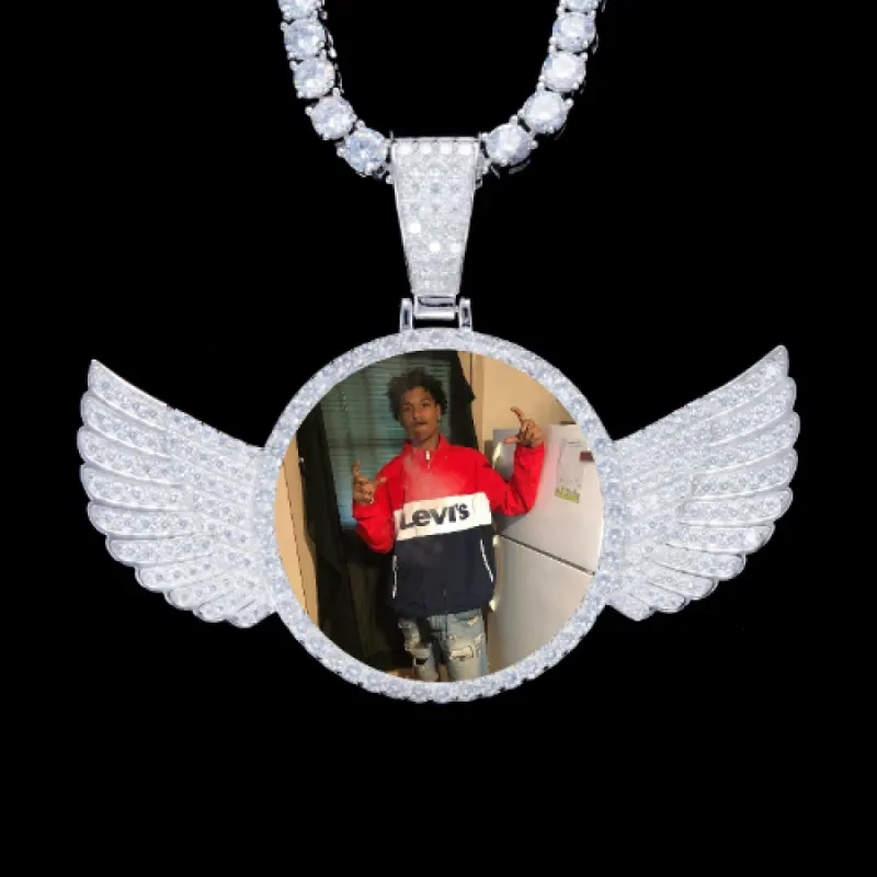 925S & VVS Moissanite 3D Wing Custom Picture Pendant sold by The GUU Shop