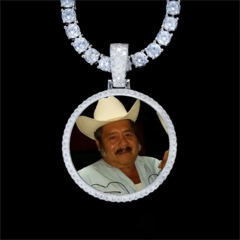 925S & VVS Moissanite 3D Circle Custom Picture Pendant sold by The GUU Shop