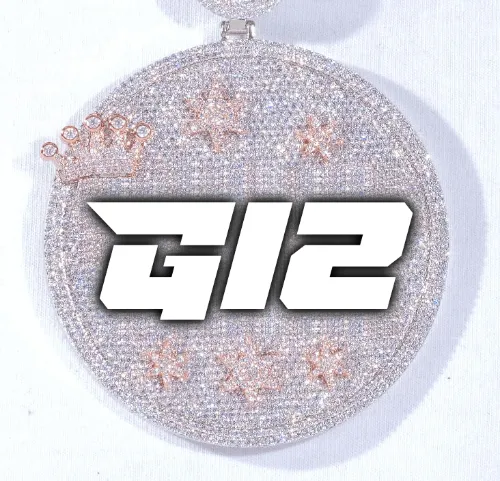 CUSTOM LETTER NECKLACE 3D BIG CROWN DISC sold by The GUU Shop