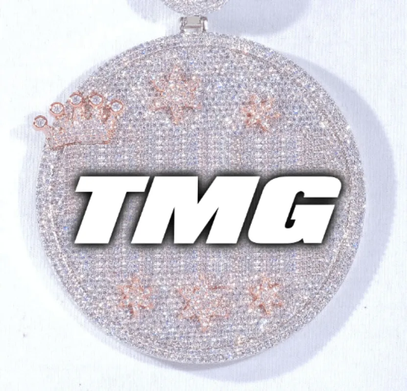 CUSTOM LETTER NECKLACE 3D BIG CROWN DISC sold by The GUU Shop