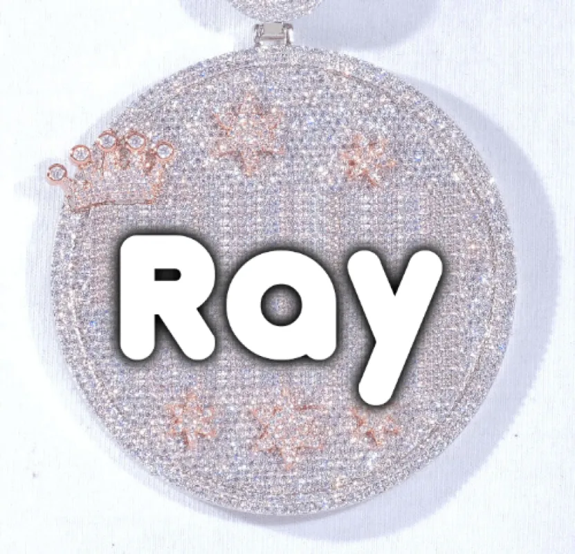 CUSTOM LETTER NECKLACE 3D BIG CROWN DISC sold by The GUU Shop