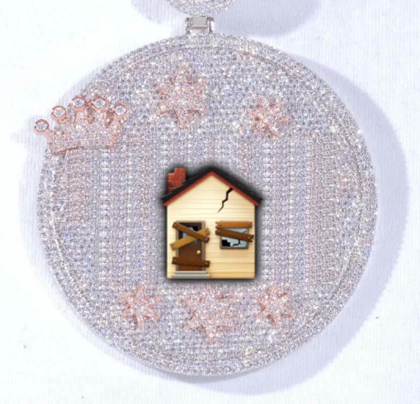 CUSTOM LETTER NECKLACE 3D BIG CROWN DISC sold by The GUU Shop