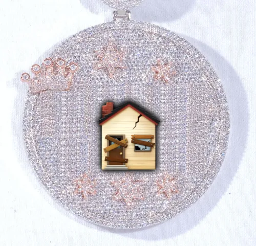 CUSTOM LETTER NECKLACE 3D BIG CROWN DISC sold by The GUU Shop