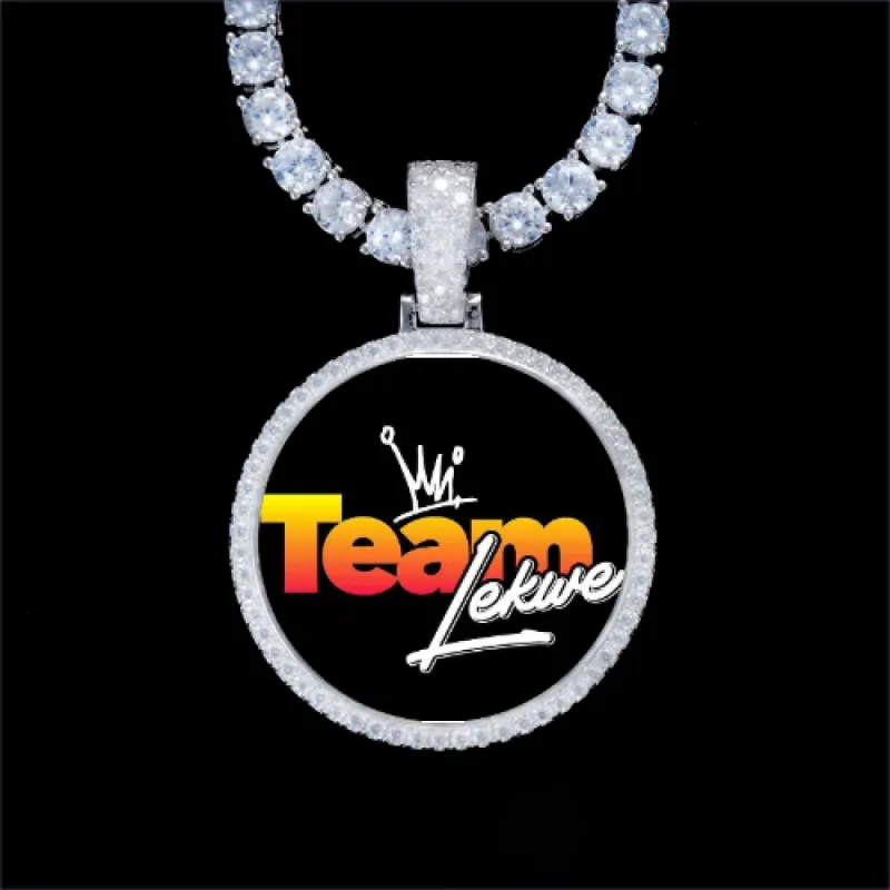 925S & VVS Moissanite 3D Circle Custom Picture Pendant made by The GUU Shop