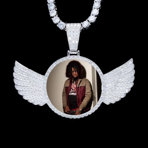 925S & VVS Moissanite 3D Wing Custom Picture Pendant sold by The GUU Shop